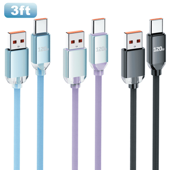 OWNTECH USB A to USB C [3Pack, 3FT]Cable, Fast Charger Cord Nylon Braided Compatible with Samsung Galaxy Series and Other USB C Devices-Muticolor