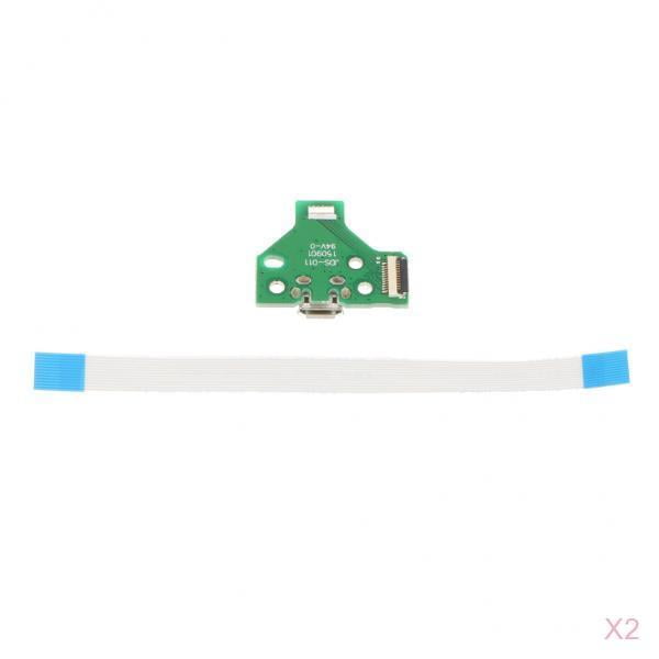 2 Unids Puerto De Carga USB licencia De Enchufe Repuesto Para JDS-011 Con Cable De 12 Pines Para Controller CUTICAT Puerto de carga USB para PS4
