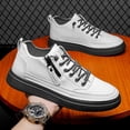 thumbnail image 2 of Men's Fashion Sneakers Comfortable 𝖫a𝖼e Up Shoes Breathable L𝗈w Top Sport Shoes with Side Zipper, Versatile Retro Walking Shoes for Business Dress Casual Wear, 2 of 9