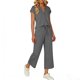 thumbnail image 4 of Top y falda Conjunto de las mujeres de la moda de color sólido suelto de manga corta con cuello en V con pantalones cortados de pierna ancha Set de bolsillo Pantalones y Top Set para las mujeres, 4 of 6