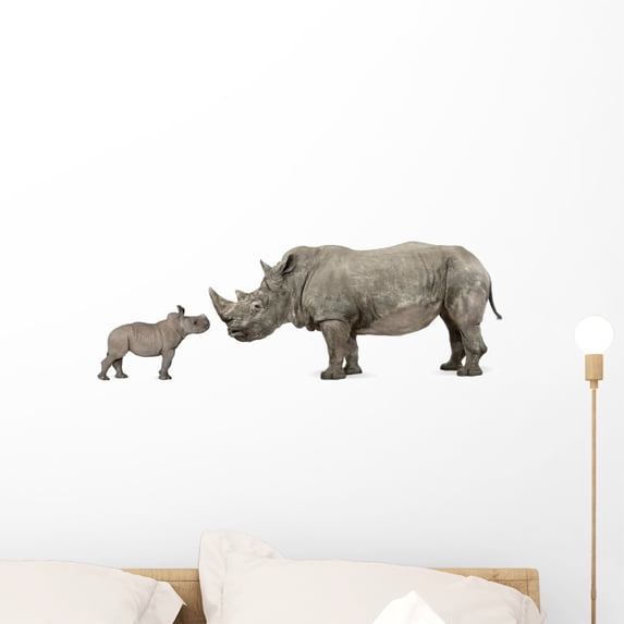 Mother and Baby White Wall Mural by Wallmonkeys Peel and Stick Graphic (24 in W x 8 in H) WM260363