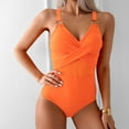 thumbnail image 4 of COMVALUE Womens One Piece Swimsuit Metal Modest Tummy Control Bathing Suit Slimming Full Coverage Mesh Swim Suits (Orange, M), 4 of 5