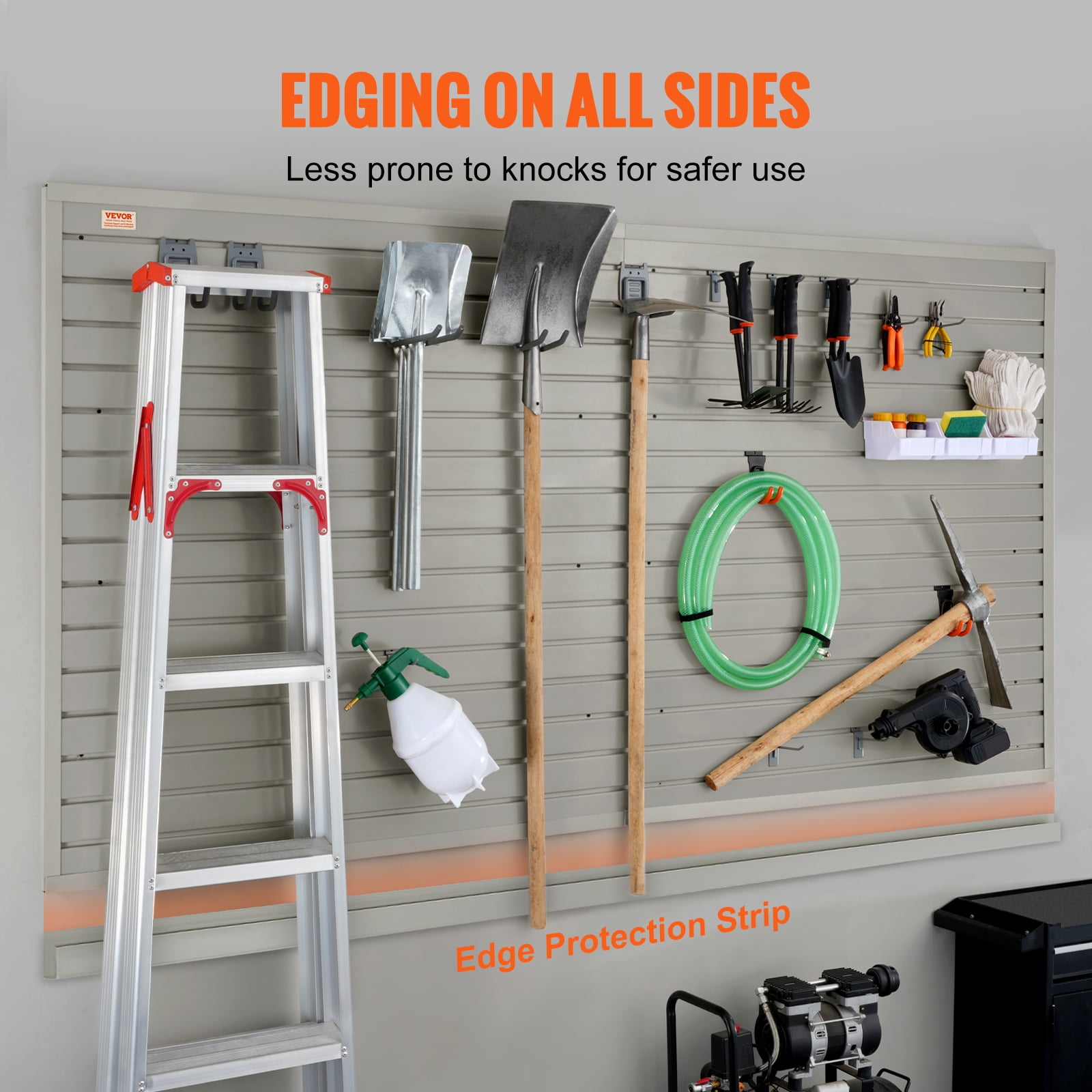 SKYSHALO Slatwall Panels with Hooks PVC, Heavy Duty 96"x48" Garage Wall Storage, 8 Piece