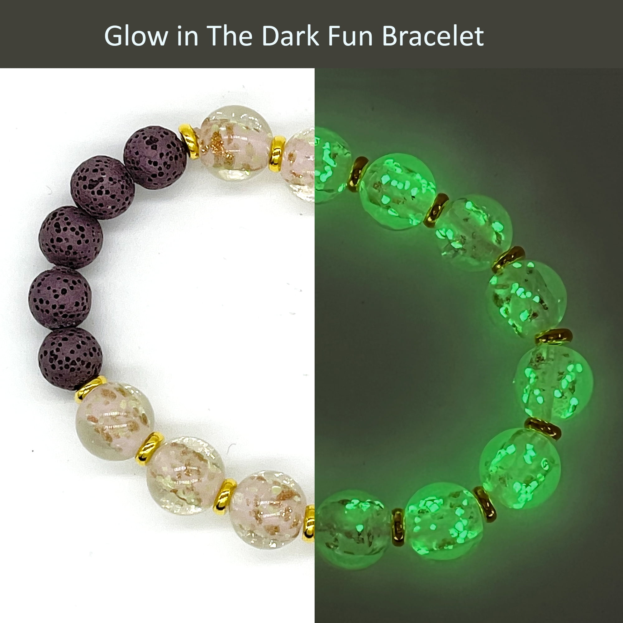 Glow in The Dark Emerald Green Beads Bracelet, 12mm Luminous Lampwork Beads  Chakras Anti Anxiety Healing Crystals Stretch Bracelet for Women Men (6