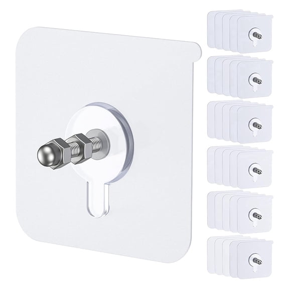 20 Pcs Self Adhesive Picture Hooks, 26.5 Lbs Load Heavy Duty Picture Hangers Without Nails, 16 mm Adhesive Wall Hooks,20 x adhesive hooks,Transparent