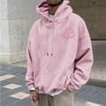 thumbnail image 2 of Timoontee Men's Casual Hoodies Relaxed Fit Lightweight Long Sleeve Hooded Sweatshirts Fall Winter Fashion Prints Pocket Warm Tops Pink XL, 2 of 4