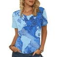 thumbnail image 1 of Gvmfive Women's Round Neck Map Print Casual Short Sleeve Tops Blouse Top, 1 of 4
