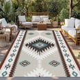 thumbnail image 2 of Turquoise Gray Boho Outdoor Rug 4x6 Ft - Reversible Patio Rug Outdoor Camping Rugs, Southwestern Ethnic Geometric Washable Indoor Outdoor Area Rugs, Non-Slip Outdoor Carpet Runner for Deck/Porch, 2 of 8