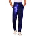 thumbnail image 1 of Pantalones de lentejuelas INSPIRE CHIC para hombres, pantalones rectos brillantes para fiestas disco, 30 azul, 1 of 6