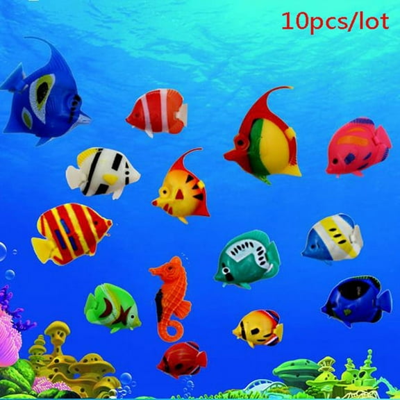 10pcs Aquarium Fish Tank Artificial Fake Floating Fish Pet Decor Ornaments