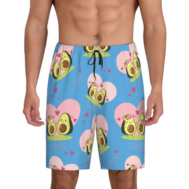 Fotbe Avocado Lovers Pantalones Cortos de Pijama para Hombre, Ropa de Dormir, Pantalones de Pijama Cortos para Hombre-4X-Large