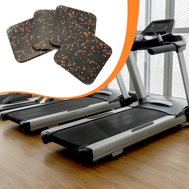 DYNWAVECA 4 Pieces Treadmill Mat Pads Silent Foot Pad for Exercise Bike Rowing Machine Black Red