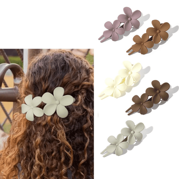 5 Pcs Flower Flat Claw Clips for Women Flat Hair Clips Spring Flat Hair Clips for Thick Hair Non-Slip Matte Claw Clip Cute Floral Hair Clip for Girals