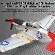 Bruce&Shark RC Plane, 2.4GHz 4 Channel Brushless Remote Control Jet Airplane for Adults, WLtoys RC Aircraft Fighter with 6-Axis Gyro, LED Searchlight, Easy to Fly for Boys and Girls