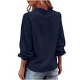 thumbnail image 4 of WMTBSRSW Women's Dressy Ruffle Blouse Long Sleeve Deep V Neck Shirt Lightwieght Summer Tops,Work, Travel,Casual Navy Medium, 4 of 9