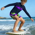 thumbnail image 6 of Fesfesfes Kids' Cute Beach Print Long Sleeve Sunscreen Swimming Trunks Swimsuit Sets for Boys Great for Family Vacations and Sunny Days 3-13 Years, 6 of 7