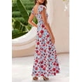 thumbnail image 4 of PRETTYGARDEN Women's Summer Flowy Maxi Dress Casual Cap Sleeve V Neck Smocked Beach Sundress, 4 of 5