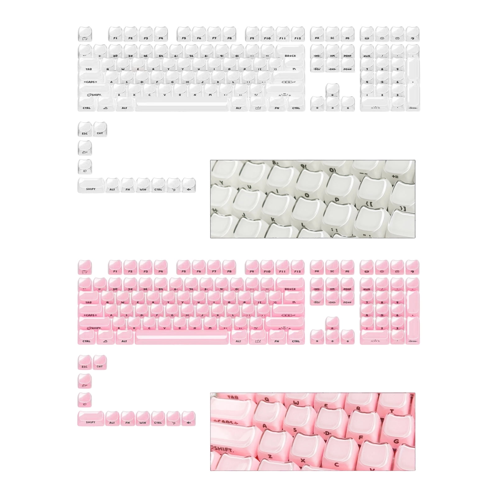 MAO Ergonomic Profile 119 Key Keycap Set In Frosted Jelly Finish With Side Printed Characters For Gaming Keyboards