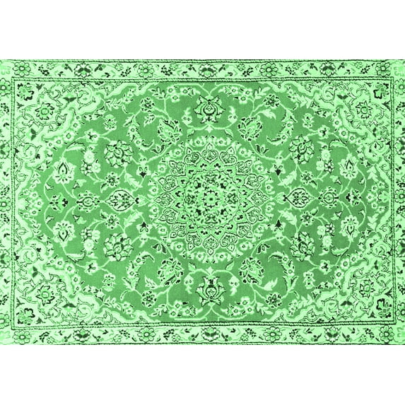 Ahgly Company Indoor Rectangle Medallion Emerald Green Traditional Area Rugs, 8' x 10'