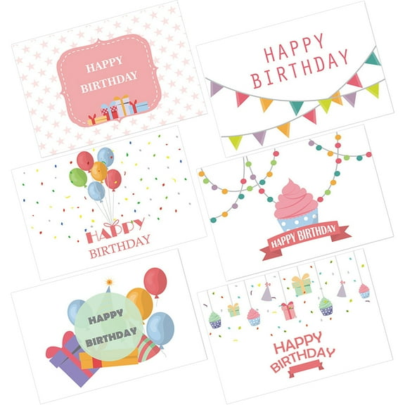 unbranded 6pcs Birthday Greeting Cards Paper Blessing Cards Kids Birthday Cards with Envelopes
