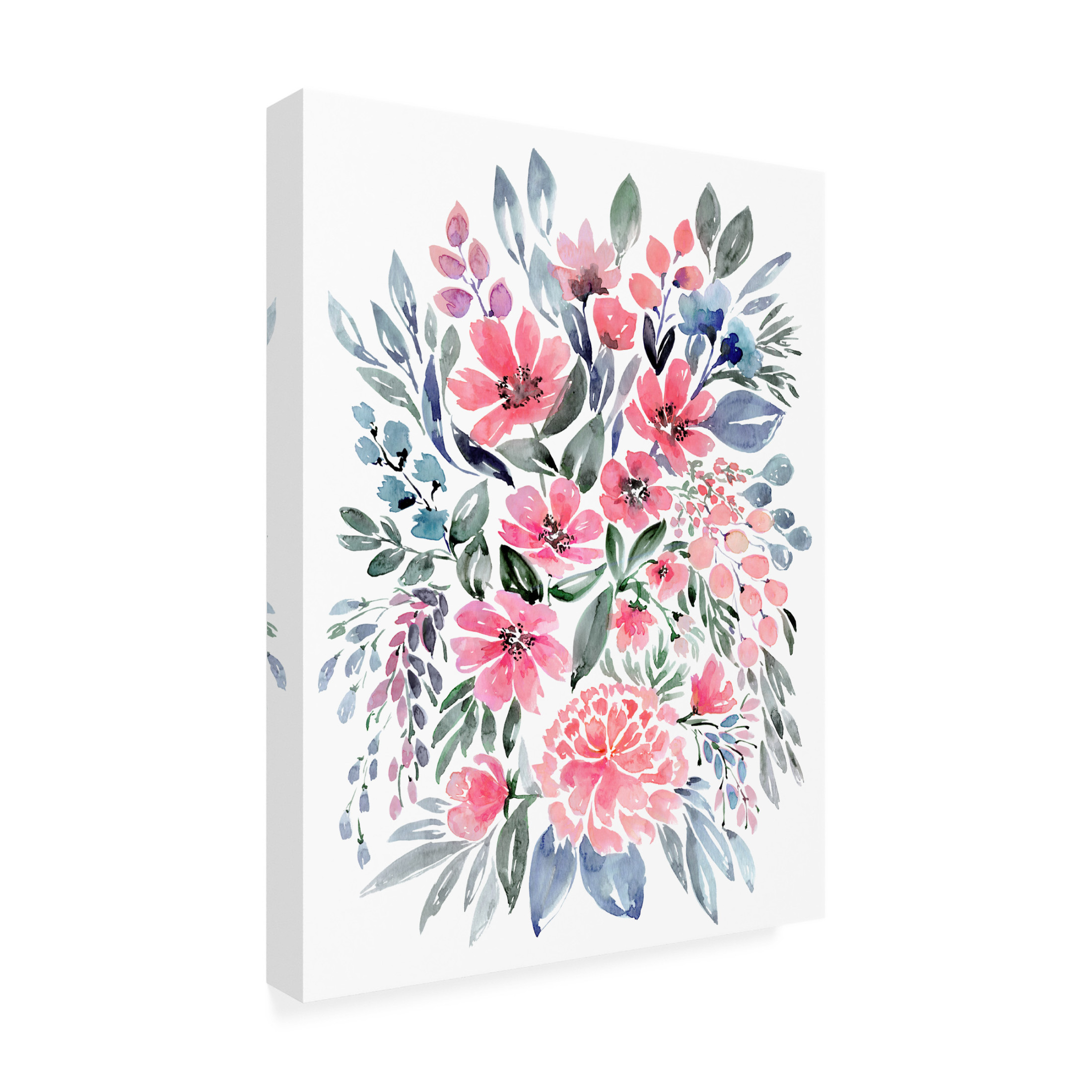 Canvas Wall Art - blursbyai 'Clara Watercolor Floral Bouquet' Wall Art for Living Room, Bedroom, or Office Décor by Trademark Fine Art - 35 x 47 Inches