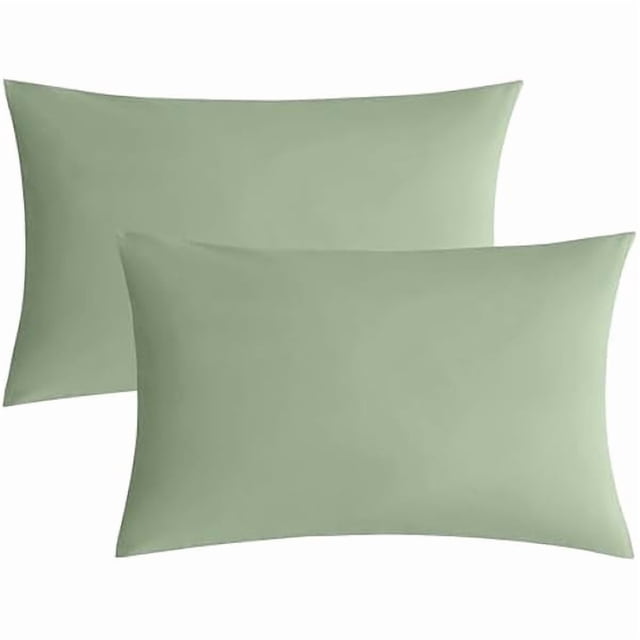 ccwonima Pillowcases Standard Set of 2 Cotton Envelope Pillow Covers Light Green 20×26in Bed Pillow Case 100% Washed Cotton Soft Breathable (Pillows are not Included)