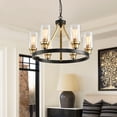thumbnail image 2 of 6-Light Wagon Wheel Chandelier for Dining Room Living Room Pendant Lighting Home Decoratiom Suspension Design Lusters Luminaires, 2 of 8