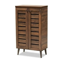 Baxton Studio Walnut Brown Finished Wood 2-Door Shoe Storage Cabinet