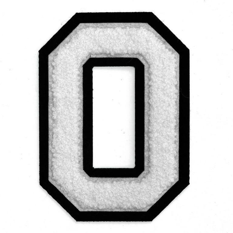 Chenille Stitch Varsity Iron-On Patch by PC, 4-1/2 inch, White/Black, Tr-11648 (Letter A)
