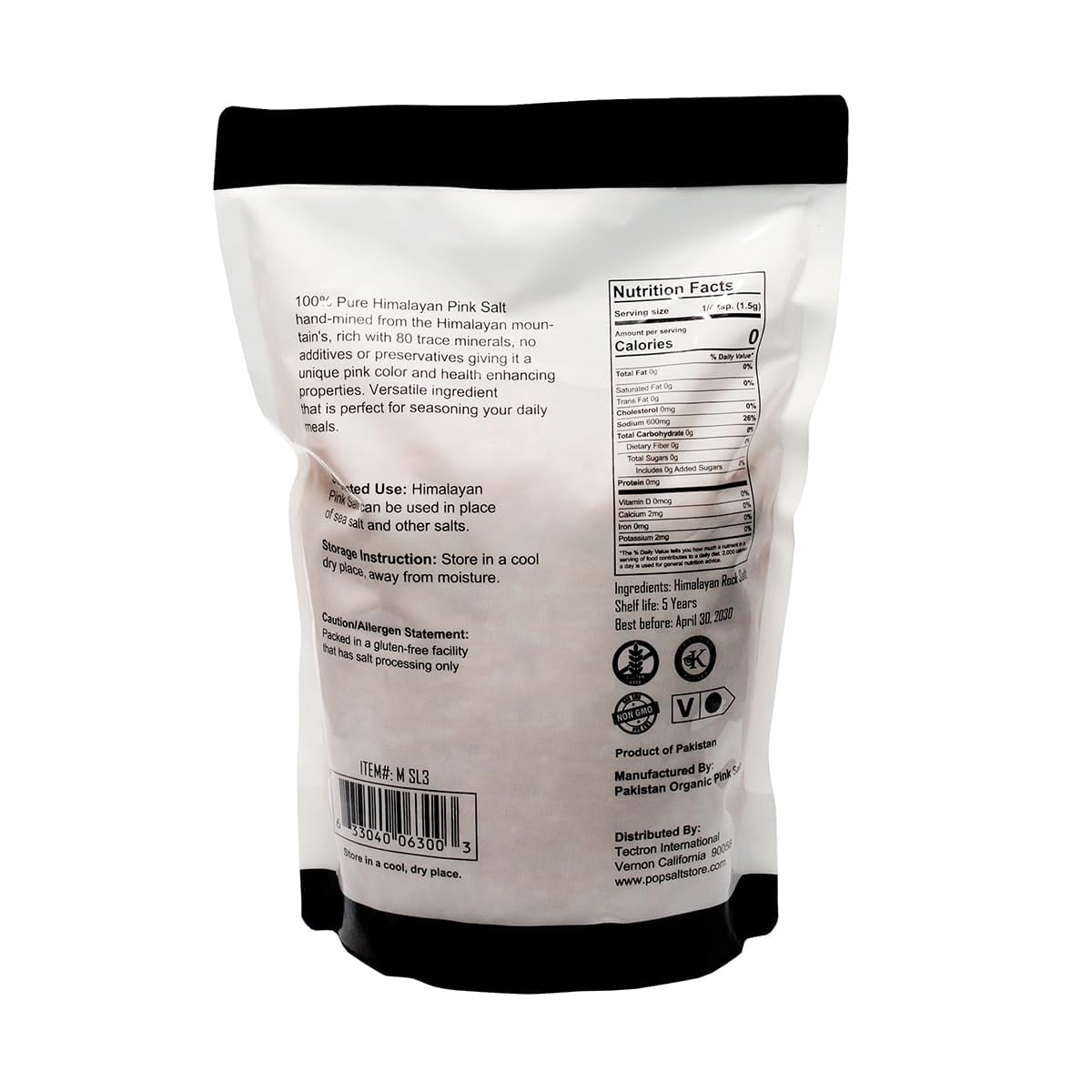 Himilayan Salt - 5.0 Pounds Coarse Grain Kosher & Natural Certified Gourmet Pure Crystal -  Case Pack 6