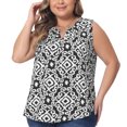 thumbnail image 2 of DARING DIVA Women's Plus Sleeveless Floral Print V Neck Tank Top 2X Black, 2 of 6