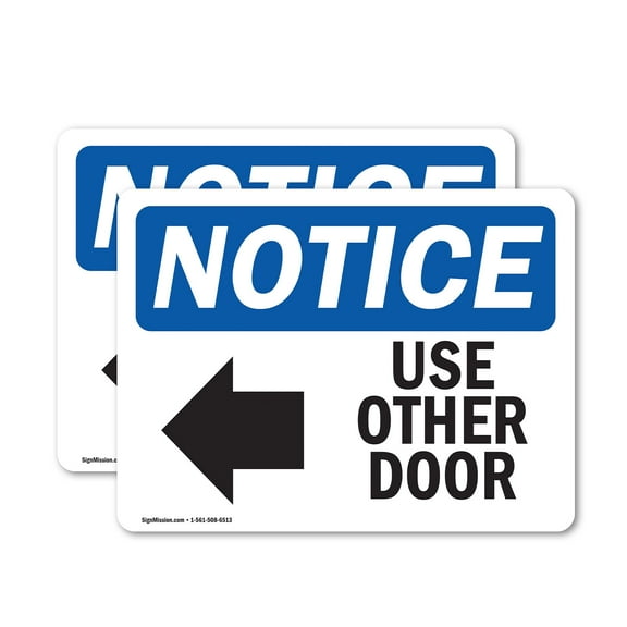 (2 Pack) Use Other Door [Left Arrow] Sign