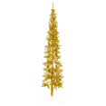 thumbnail image 1 of vidaXL Slim Artificial Half Christmas Tree with Stand Gold 180 cm, 1 of 5