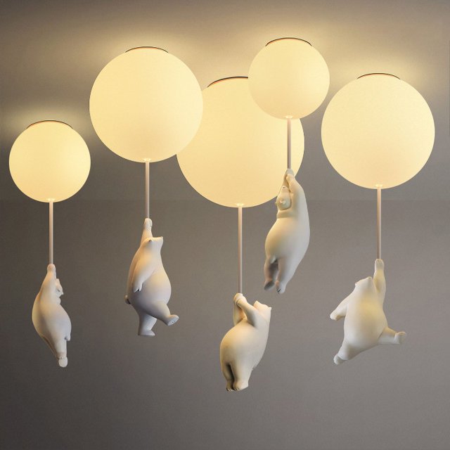 Habitación infantil con luz para habitación de niños y niñas, bonita lámpara de oso para dormitorio, lámpara de araña con forma de corazón para dormitorio de niña famosa
