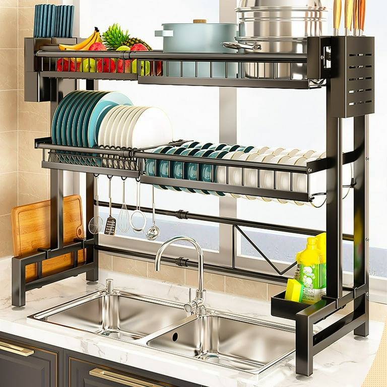 Over The Sink Dish Drying Rack, Lampao 3-Tier Stainless Steel Drain Rack  for Kitchen Sink Racks Shelf Storage Rack 