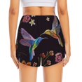 thumbnail image 3 of Picia Humming Bird Pattern Women's 2 in 1 Athletic Running Shorts High Waisted Workout Casual Gym Sweat Shorts with Comfy Liner Zipper Pockets-X-Large, 3 of 9