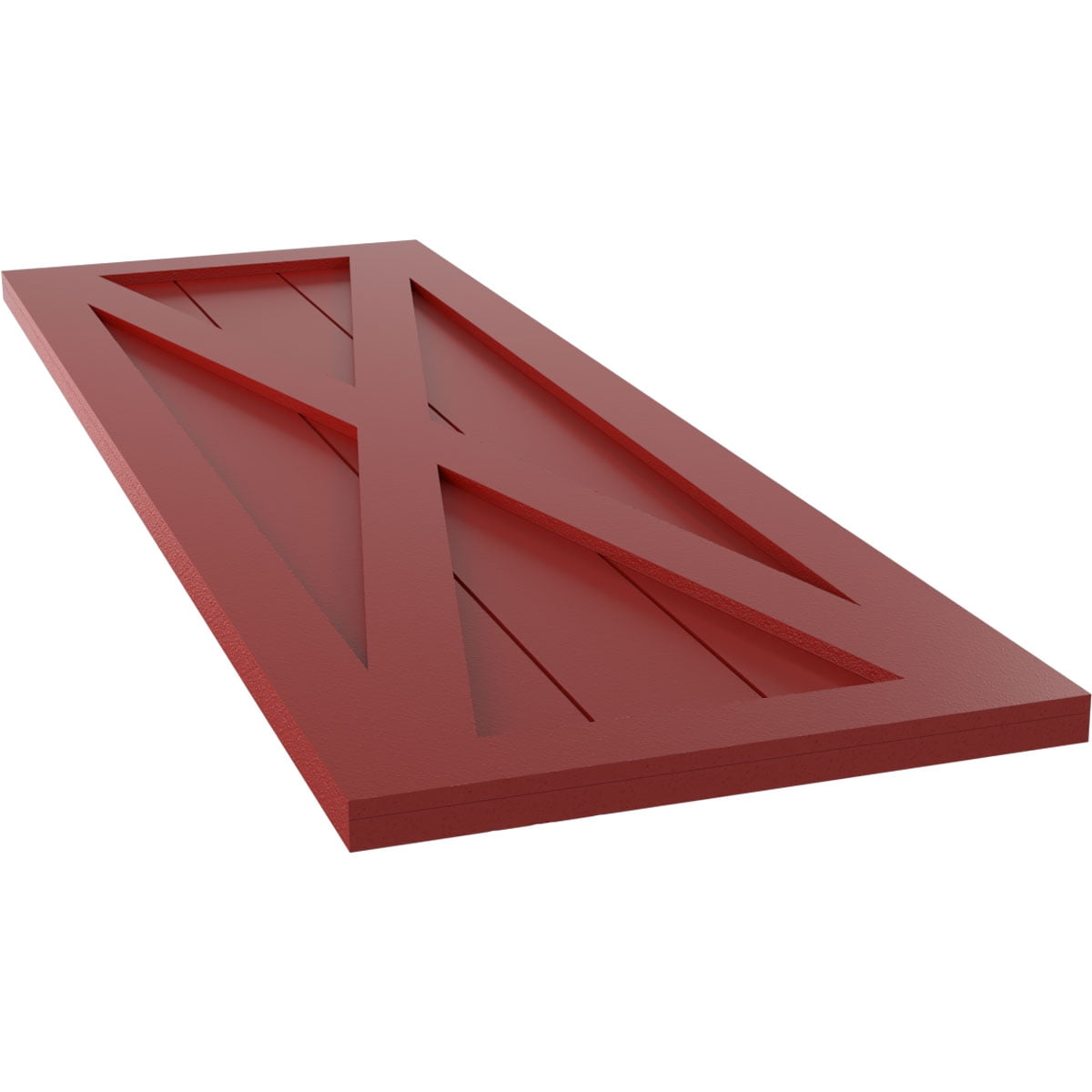 15"W x 65"H True Fit PVC Single X-Board Farmhouse Fixed Mount Shutters, Fire Red (Per Pair - Hardware Not Included)