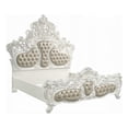 thumbnail image 2 of Kin King Size Bed, Ornate Vintage White, Tufted Beige Faux Leather, 2 of 7