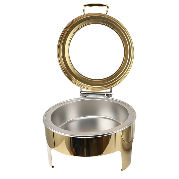 6L Gold Buffet Chafing Dish Round Food Heating Tray Stainless Steel Polished Thicken Hot Dishes Server for Buffet Catering Warmer