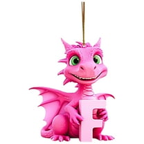 Lilixerw Christmas Dinosaur Ornaments 26 Letter Cartoon Pendant,Acrylic Dino Figures Hanging Gift,Funny Dinosaur Decor for Kids,Christmas Dinosaur Cartoon Pendant,Christmas Decor(F)