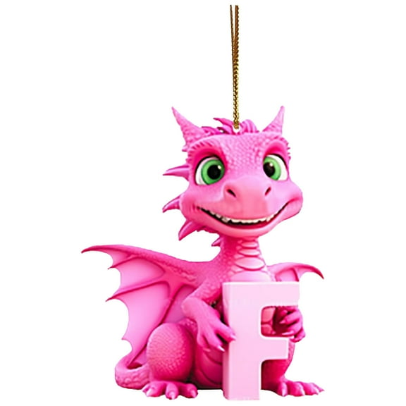 Lilixerw Christmas Dinosaur Ornaments 26 Letter Cartoon Pendant,Acrylic Dino Figures Hanging Gift,Funny Dinosaur Decor for Kids,Christmas Dinosaur Cartoon Pendant,Christmas Decor(F)