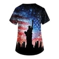 thumbnail image 4 of Usa 250th Anniversary Scrub Shirt Women American Flag Print 1776-2026 Patriotic Star Short Sleeve Tshirt V Neck Classic Fit Summer Nursing Uniforms with Pockets, #01 Light Blue, 3XL, 4 of 4