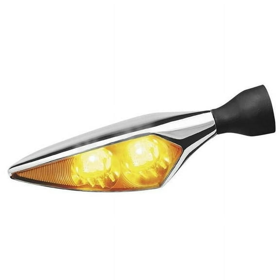 Kuryakyn 2549 Motorcycle Lighting Accessory: Kellermann Micro Rhombus Extreme, LED Turn Signal/Blinker Light, Amber, Front Right/Rear Left, Chrome, Pack of 1