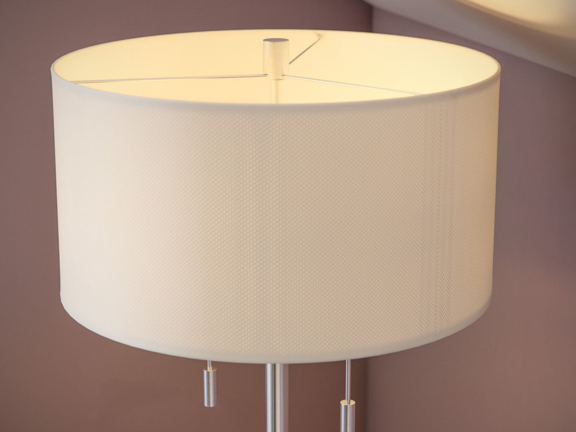 Kenroy Home Stowe 61'' Floor Lamp with White Fabric Drum Shade Transitional Floor Light Fixture for Living Room, Bedroom or Office, Brushed Steel
