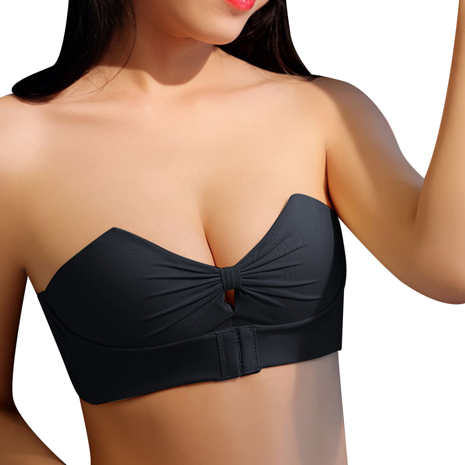 JGTDBPO Front Buckle Bra For Women Push Up Thin Bra Non-Slip Upper Support  Big Chest Show Small Invisible Bra Wedding Party Special Glossy Underwear 