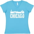 thumbnail image 3 of Inktastic Chicago Skyline Grunge Women's V-Neck T-Shirt, 3 of 5