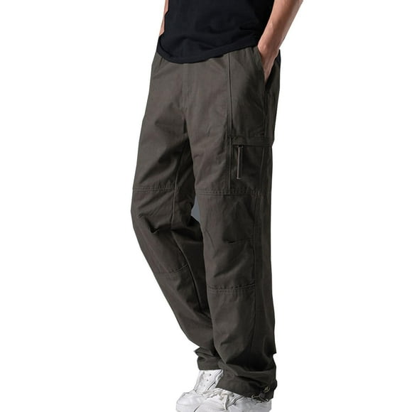 LNWUY (M-5XL) Men's Big and Tall Full Elastic Waist Casual Cargo Pants Relaxed Fit Lightweight Pull On Work Pant with Pocket Green XXXXL