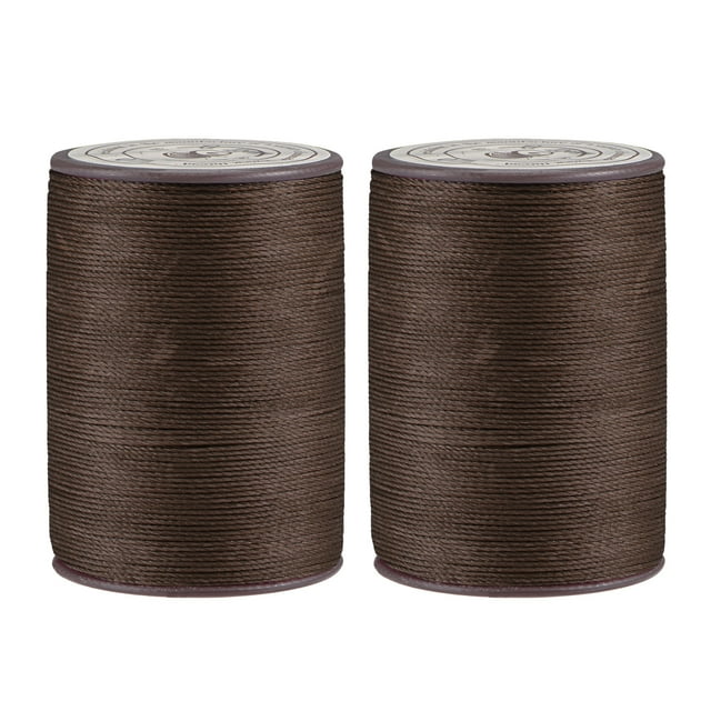 Unique Bargains 2 Pack Thin Waxed Thread 137 Yards 0.55mm Polyester String Cord for Machine Sewing Hand Quilting Weaving, Dark brown