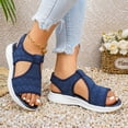 thumbnail image 4 of Womens Wedge Chunky Platform Sandals Firm Knit Upper Memory Foam Shoes Lightweight Summer Athletic Walking Sneakers Blue Size 9, 4 of 6