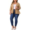 thumbnail image 3 of Agnes Orinda Women's Plus Size Blazers Lapel 3/4 Sleeve Peplum Open Front Casual Business Cardigan Jackets 1X Khaki, 3 of 7